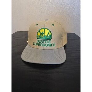 Seattle Supersonics tan, green and yellow hat. Looks brand new